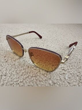 CHANEL CH4289Q 5Gold Metal Sunglasses with Purple Trim and Amber Gradient Lenses